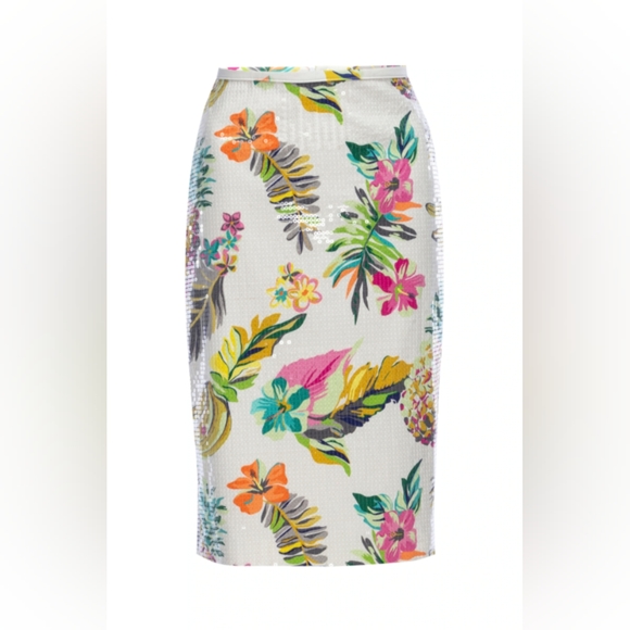 9. NWT LE SUPERBE SUPER SHINE PENCIL SKIRT IN TROPICAL CALI SHINE - Picture 4 of 7